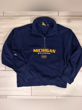NCAA Michigan Wolverines Navy and Maize Half-Zip Sweater